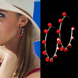 Pearl CZ Statement Hoop Earrings Women Wedding Bridal DUBAI Circle Earrings
