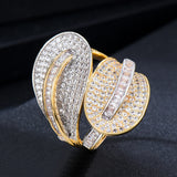 Leaf Cross Zirconia Stone Statement Ring
