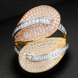 Leaf Cross Zirconia Stone Statement Ring