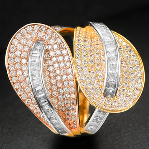 Leaf Cross Zirconia Stone Statement Ring