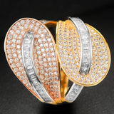 Leaf Cross Zirconia Stone Statement Ring