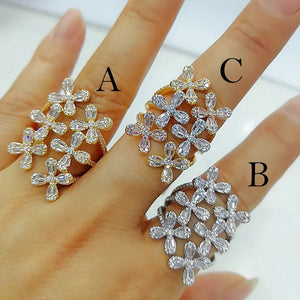 Cluster Zirconia Stones Bold Rings Women Jewelry