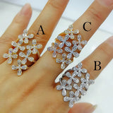 Cluster Zirconia Stones Bold Rings Women Jewelry