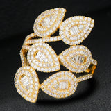 Zirconia Stones Bold Statement Rings Women Engagement Party Jewelry