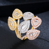 Zirconia Stones Bold Statement Rings Women Engagement Party Jewelry