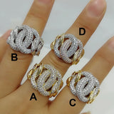 Zirconia Stones Link Chain Bold Rings for Women