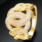 Zirconia Stones Link Chain Bold Rings for Women