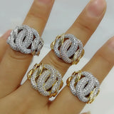 Zirconia Stones Link Chain Bold Rings for Women