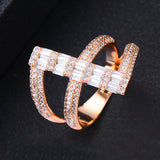 Orange Geometry Statement Rings Crystal Zircon Dubai Bridal Finger Rings