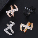 Orange Geometry Statement Rings Crystal Zircon Dubai Bridal Finger Rings