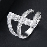 Orange Geometry Statement Rings Crystal Zircon Dubai Bridal Finger Rings
