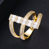 Orange Geometry Statement Rings Crystal Zircon Dubai Bridal Finger Rings