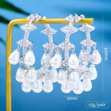 Pearl Flowers CZ Statement Hoops Earrings Dubai Wedding Bridal Circle Earring