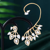 Geometric Leaf CZ Wedding Earrings