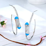 Semi Stone Cross Hoop Earrings Wedding Bridal Circle CZ Earring