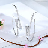 Semi Stone Cross Hoop Earrings Wedding Bridal Circle CZ Earring