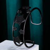 Star Wide Bangle CZ Paved Bohemian Cuff Bracelet for Women