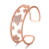 Star Wide Bangle CZ Paved Bohemian Cuff Bracelet for Women