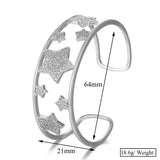 Star Wide Bangle CZ Paved Bohemian Cuff Bracelet for Women