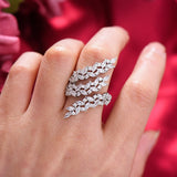 Wheat Leaf Rings with Zirconia Stones Engagement Party Jewelry