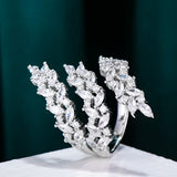 Wheat Leaf Rings with Zirconia Stones Engagement Party Jewelry