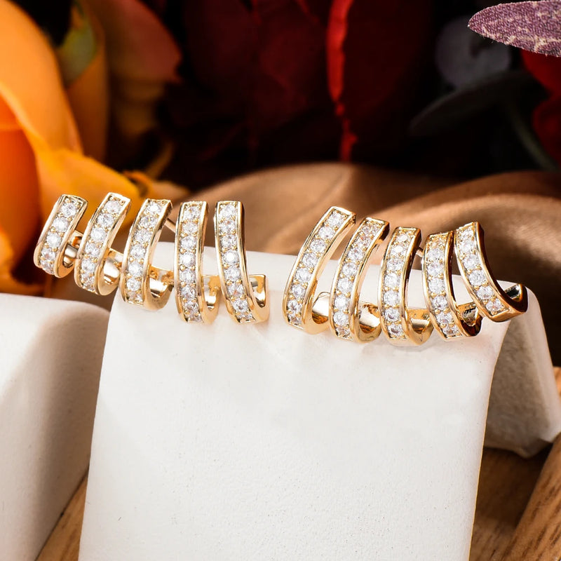 Claws Stud Earrings for Women Wedding CZ Dress Engagement Party