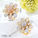 Flower Wheel CZ Stack Ring Women Bridal Wedding Dubai Finger Rings