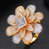 Flower Wheel CZ Stack Ring Women Bridal Wedding Dubai Finger Rings