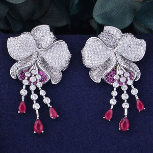 Green Cubic Zirconia Wedding Party Earrings
