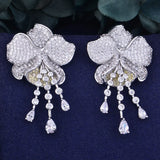 Green Cubic Zirconia Wedding Party Earrings