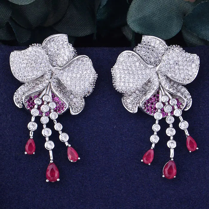Green Cubic Zirconia Wedding Party Earrings