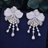 Green Cubic Zirconia Wedding Party Earrings