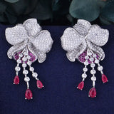 Green Cubic Zirconia Wedding Party Earrings