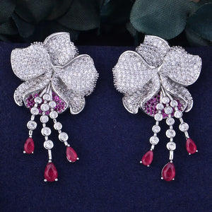 Green Cubic Zirconia Wedding Party Earrings