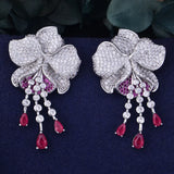 Green Cubic Zirconia Wedding Party Earrings