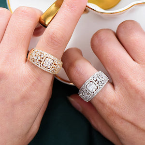 Geometric CZ Wedding Band Rings for Women Bohemian Beach Jewelry