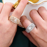 Geometric CZ Wedding Band Rings for Women Bohemian Beach Jewelry