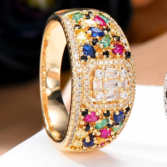 Geometric CZ Wedding Band Rings for Women Bohemian Beach Jewelry