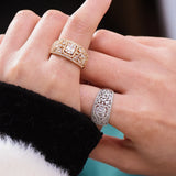 Geometric CZ Wedding Band Rings for Women Bohemian Beach Jewelry