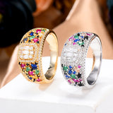 Geometric CZ Wedding Band Rings for Women Bohemian Beach Jewelry