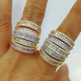 5Rows Big Statement Rings for Women Cubic Zircon Finger Rings Beads Charm