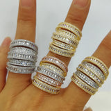 5Rows Big Statement Rings for Women Cubic Zircon Finger Rings Beads Charm