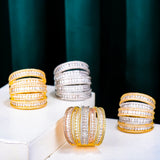 5Rows Big Statement Rings for Women Cubic Zircon Finger Rings Beads Charm