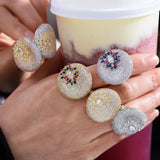Luxury Round Statement Rings for Women, Bohemian Beach Jewelry Gift