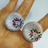 Luxury Round Statement Rings for Women, Bohemian Beach Jewelry Gift