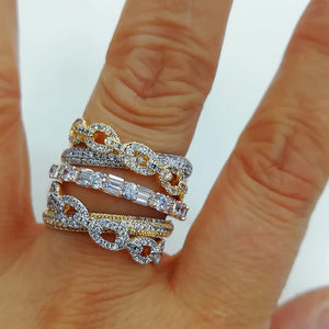 Big Round Statement Rings CZ Finger Rings Beads Charm Bohemian Jewelry