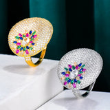 Luxury Round Statement Rings for Women, Bohemian Beach Jewelry Gift