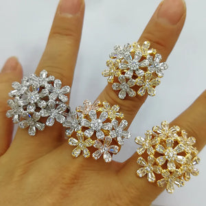 LUXUYR Flower Cluster Statement Rings for Women