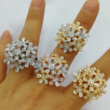LUXUYR Flower Cluster Statement Rings for Women