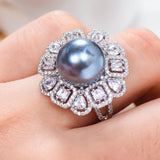 Pearl Statement Rings for Women Wedding CZ Cocktail Bohemian Beach Jewelry